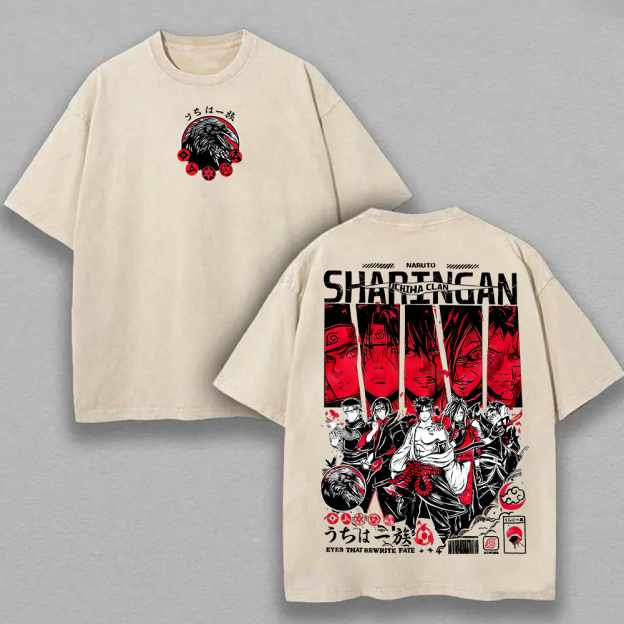 Naruto Printed Unisex Washed T-Shirt Image - 2