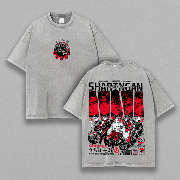 Naruto Printed Unisex Washed T-Shirt Image - 7