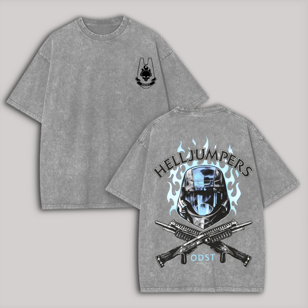 Halo Helljumpers Printed Unisex Washed T-Shirt Image - 2