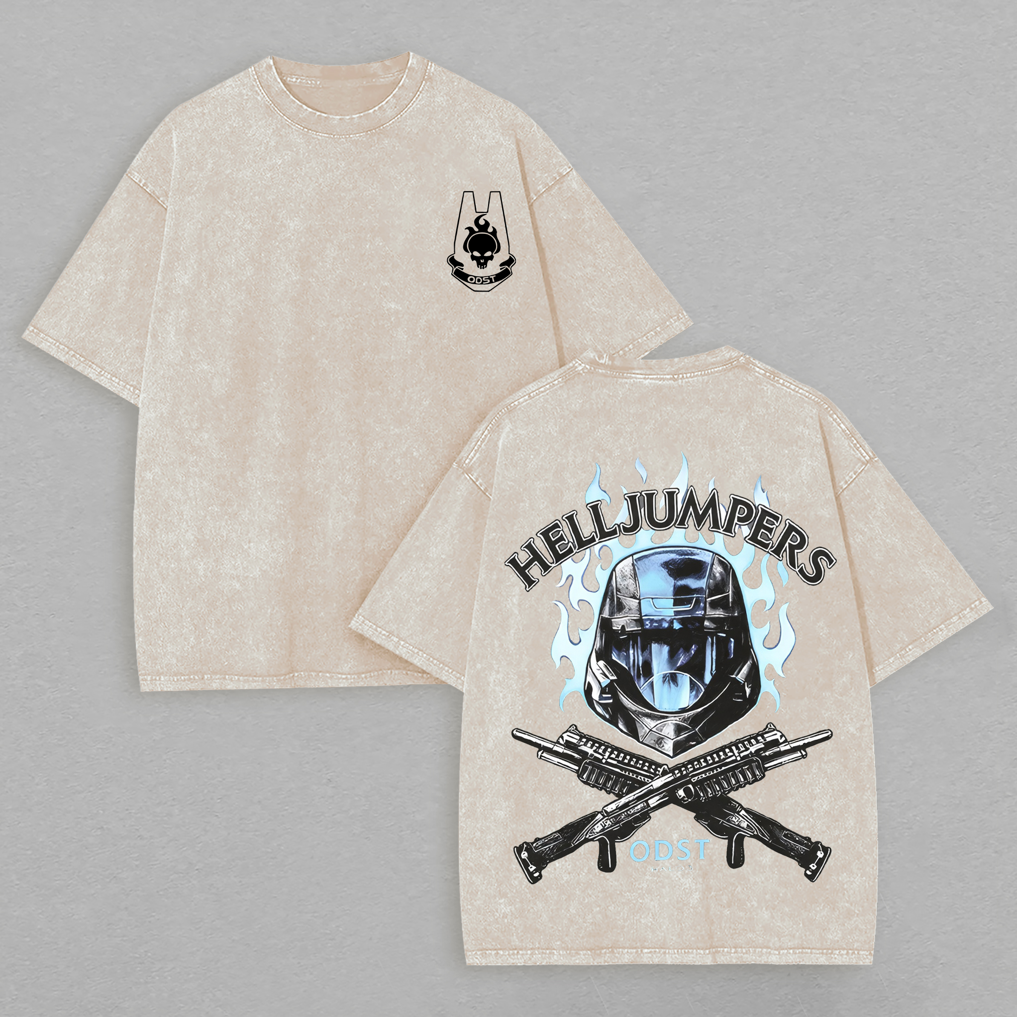 Halo Helljumpers Printed Unisex Washed T-Shirt Image - 3