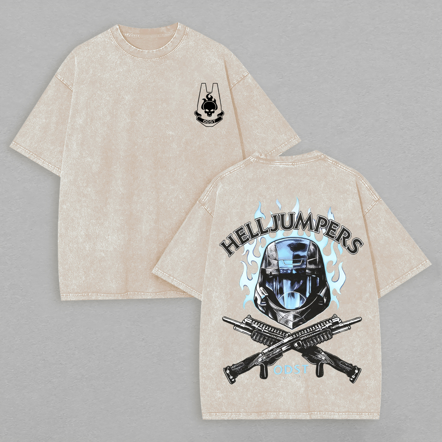 Halo Helljumpers Printed Unisex Washed T-Shirt Image - 3
