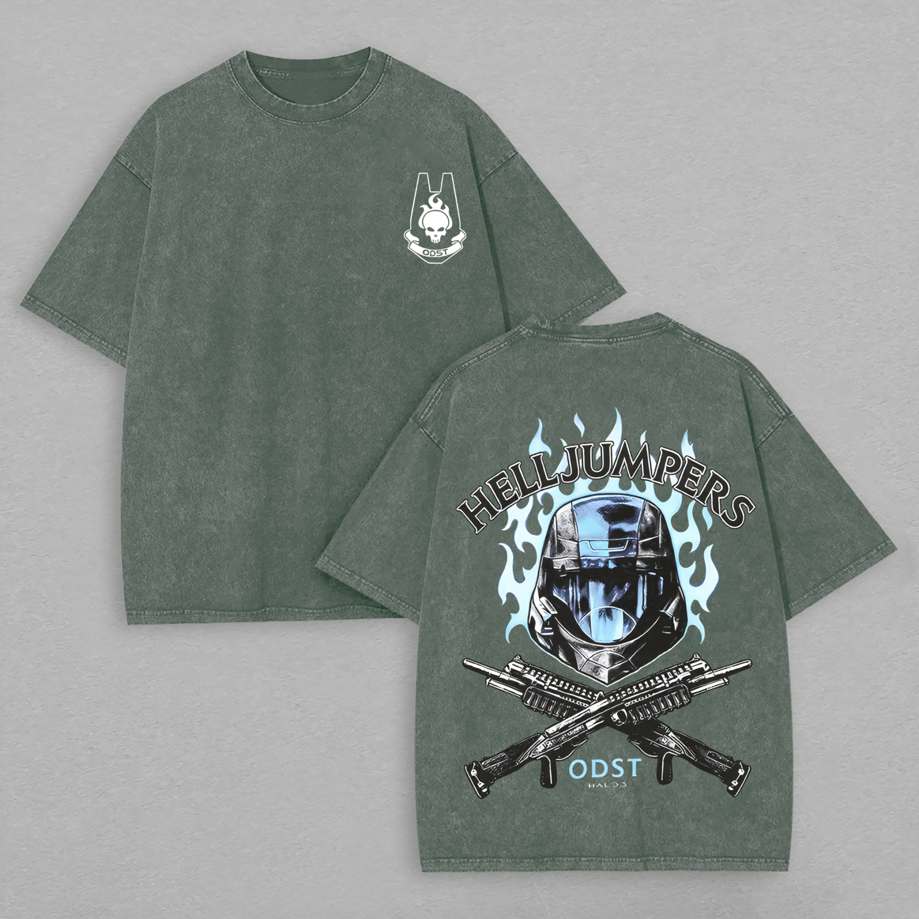 Halo Helljumpers Printed Unisex Washed T-Shirt Image - 8