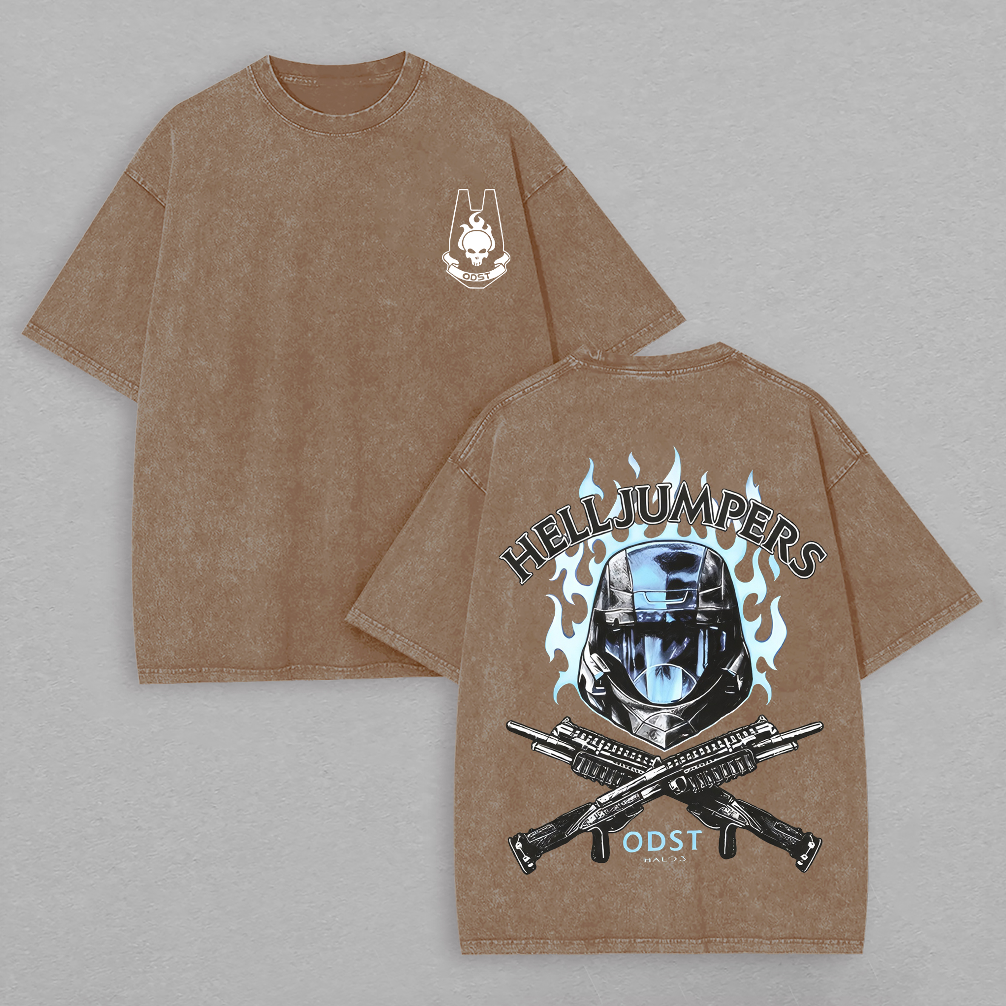 Halo Helljumpers Printed Unisex Washed T-Shirt Image - 7