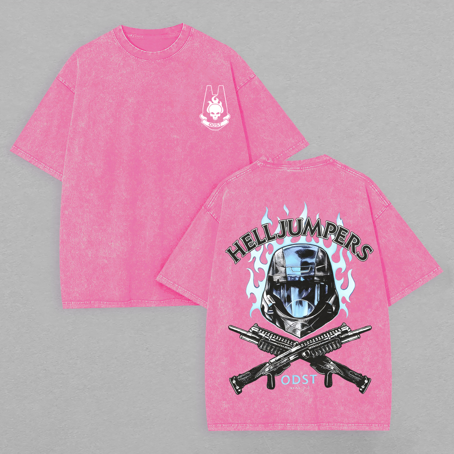 Halo Helljumpers Printed Unisex Washed T-Shirt Image - 4