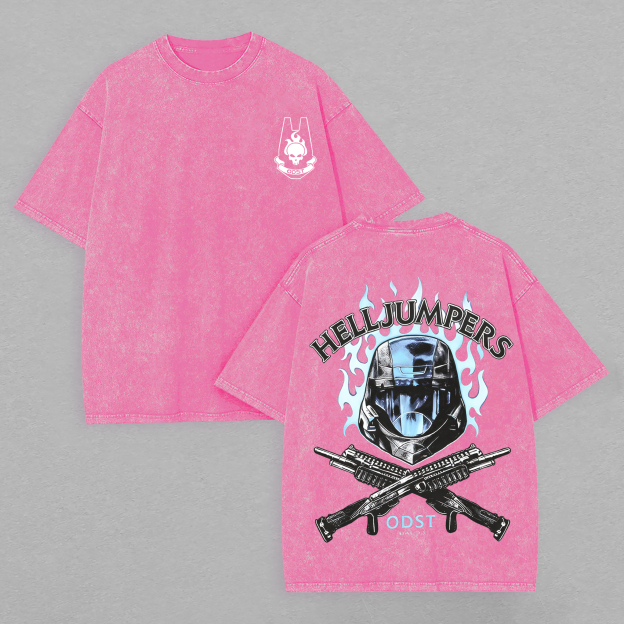 Halo Helljumpers Printed Unisex Washed T-Shirt Image - 4