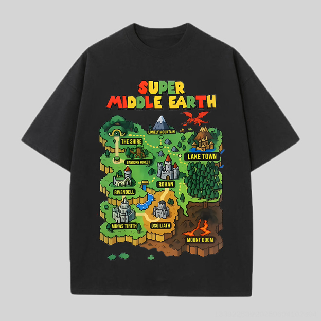The Lord of the Rings Super Middle Earth Printed Unisex Oversized T-shirt Image - 3
