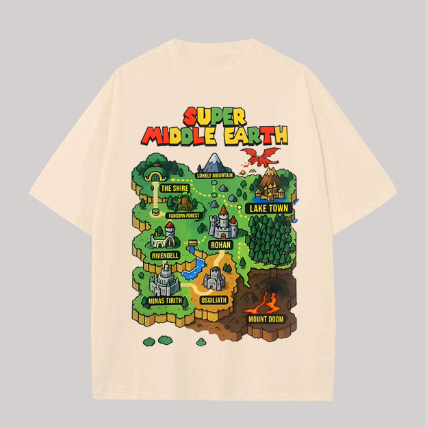 The Lord of the Rings Super Middle Earth Printed Unisex Oversized T-shirt Image - 9