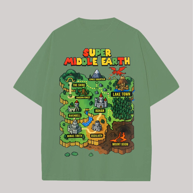 The Lord of the Rings Super Middle Earth Printed Unisex Oversized T-shirt Image - 8