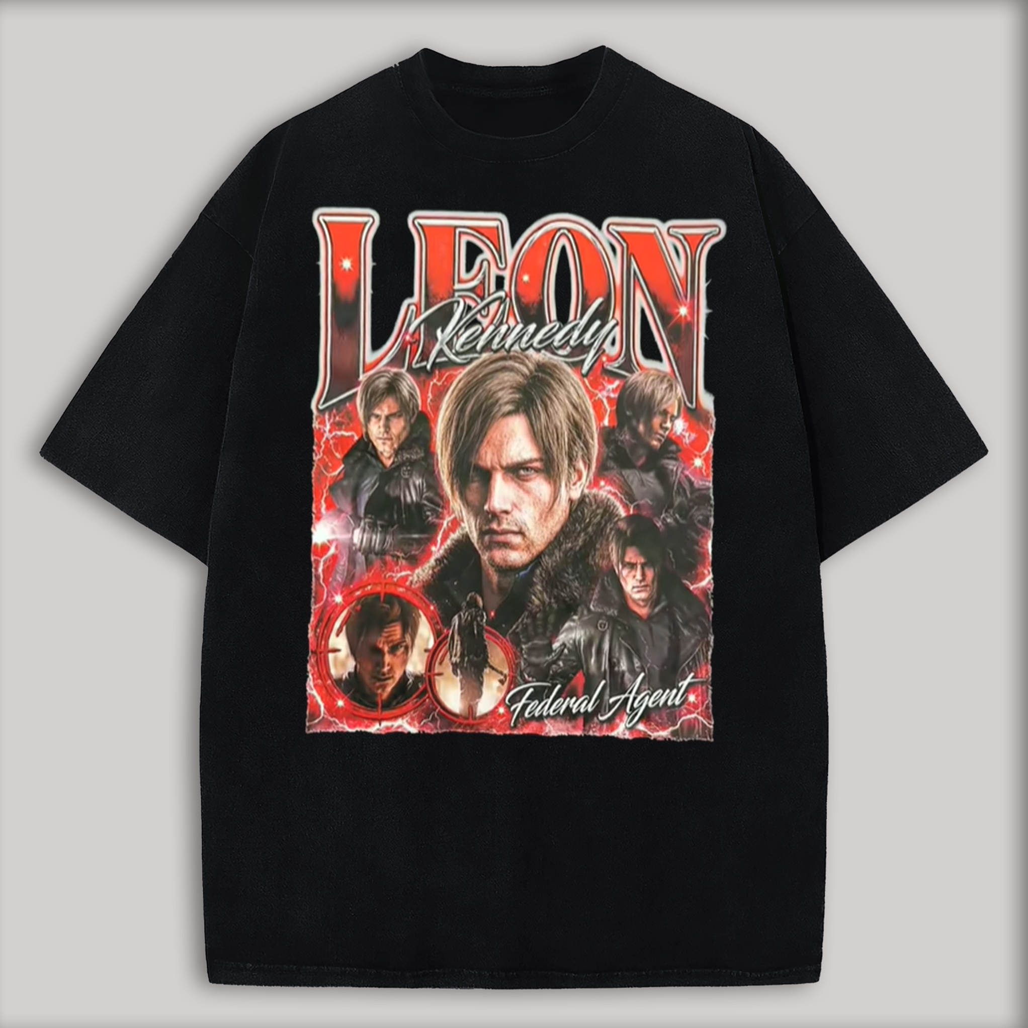 Resident Evil Leon S. Kennedy Printed Oversized Unisex T-shirt Image - 1