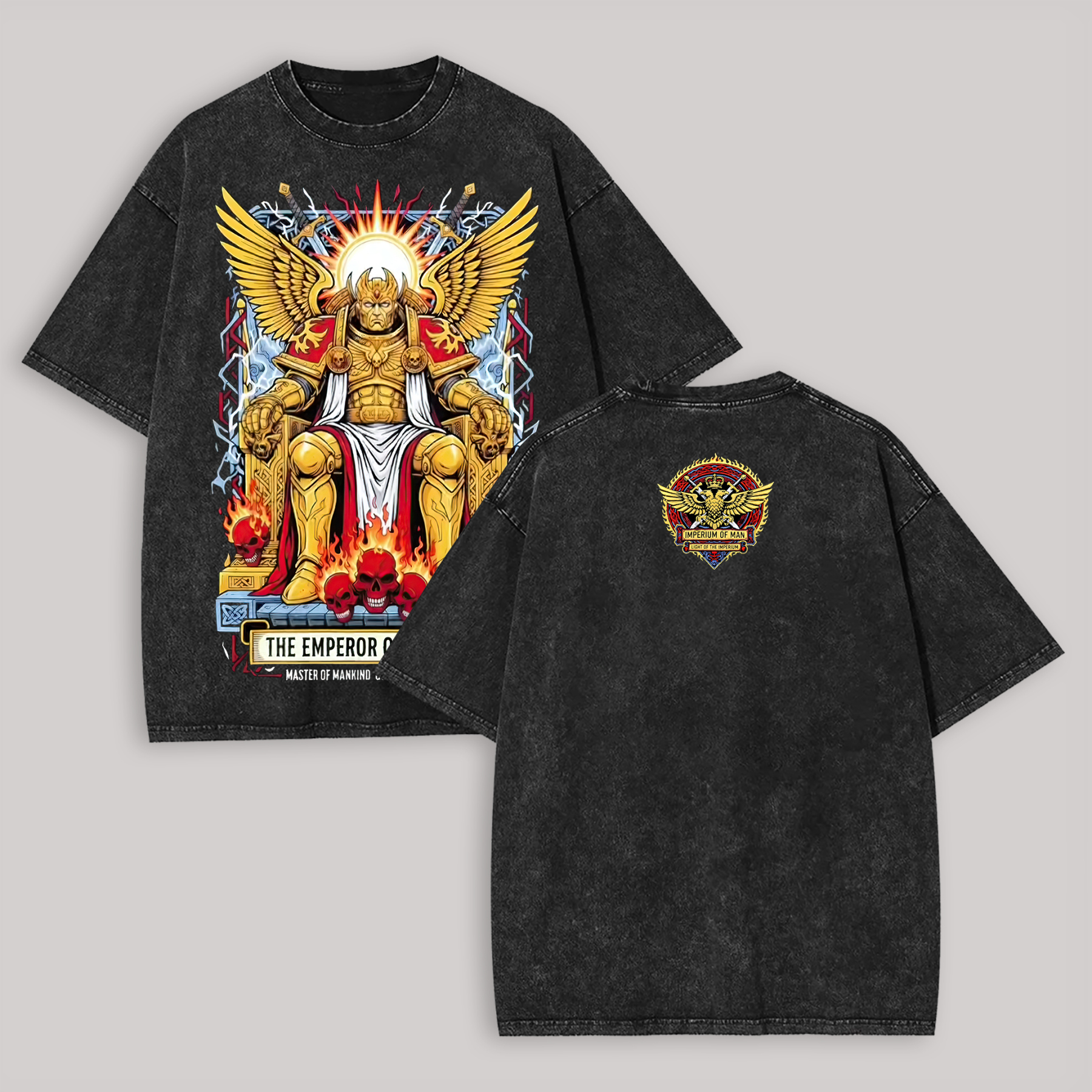 40K Emperor of Mankind Printed Unisex Washed T-Shirt