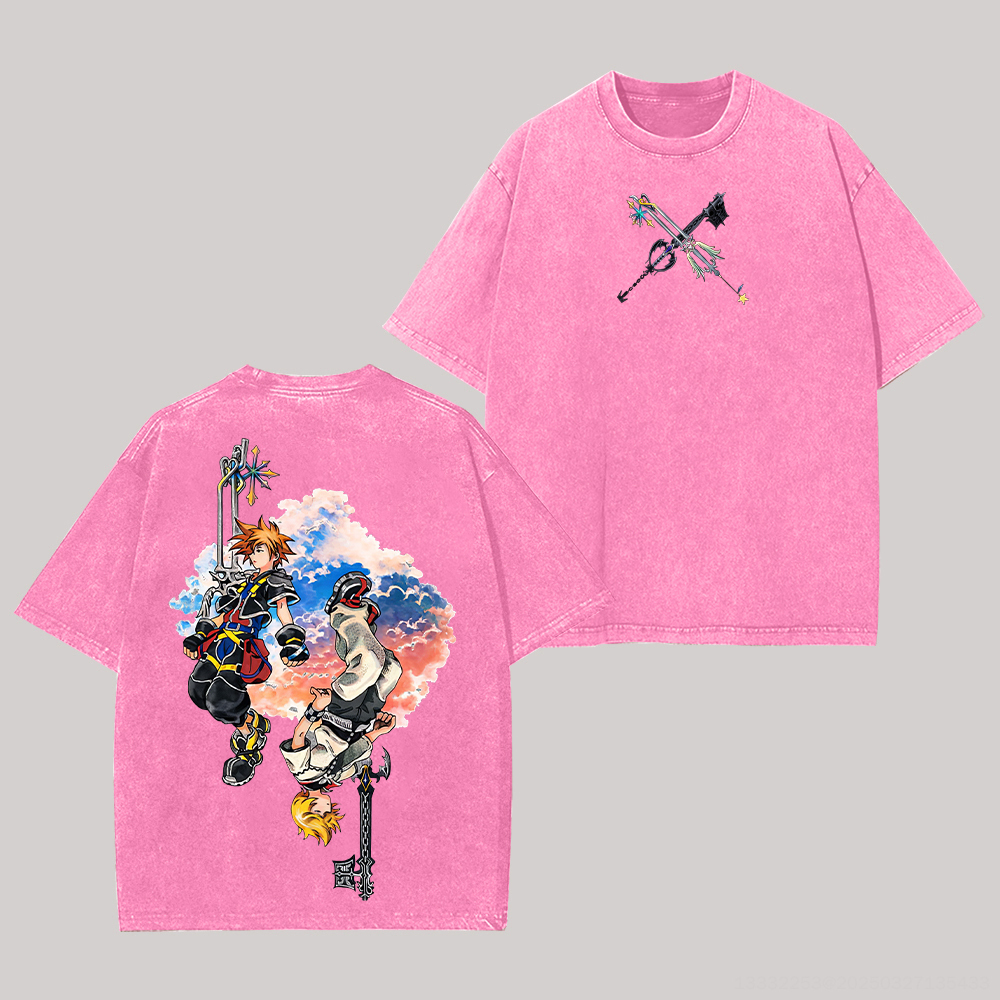 Kingdom Hearts Printed Unisex Washed T-Shirt