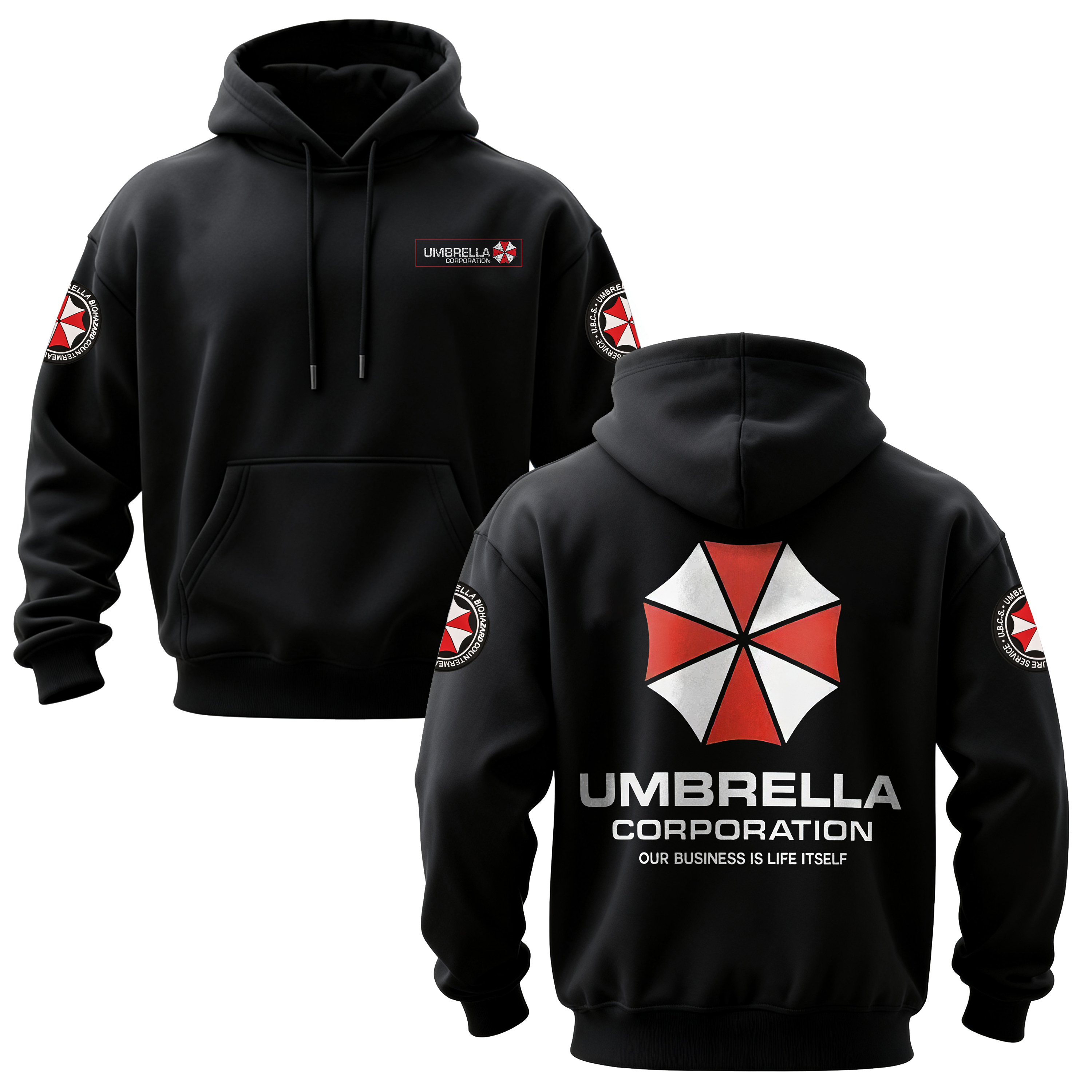 Resident Evil Umbrella Corporation Printed Fleece-lined Unisex Hoodie Image - 1