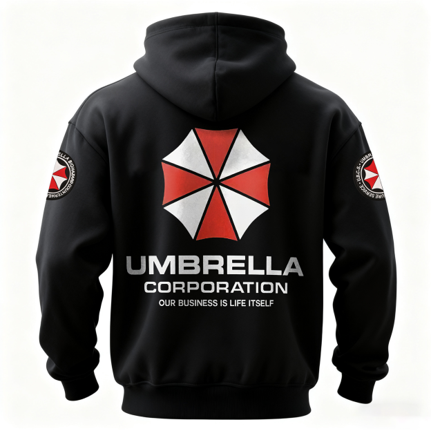 Resident Evil Umbrella Corporation Printed Fleece-lined Unisex Hoodie Image - 2