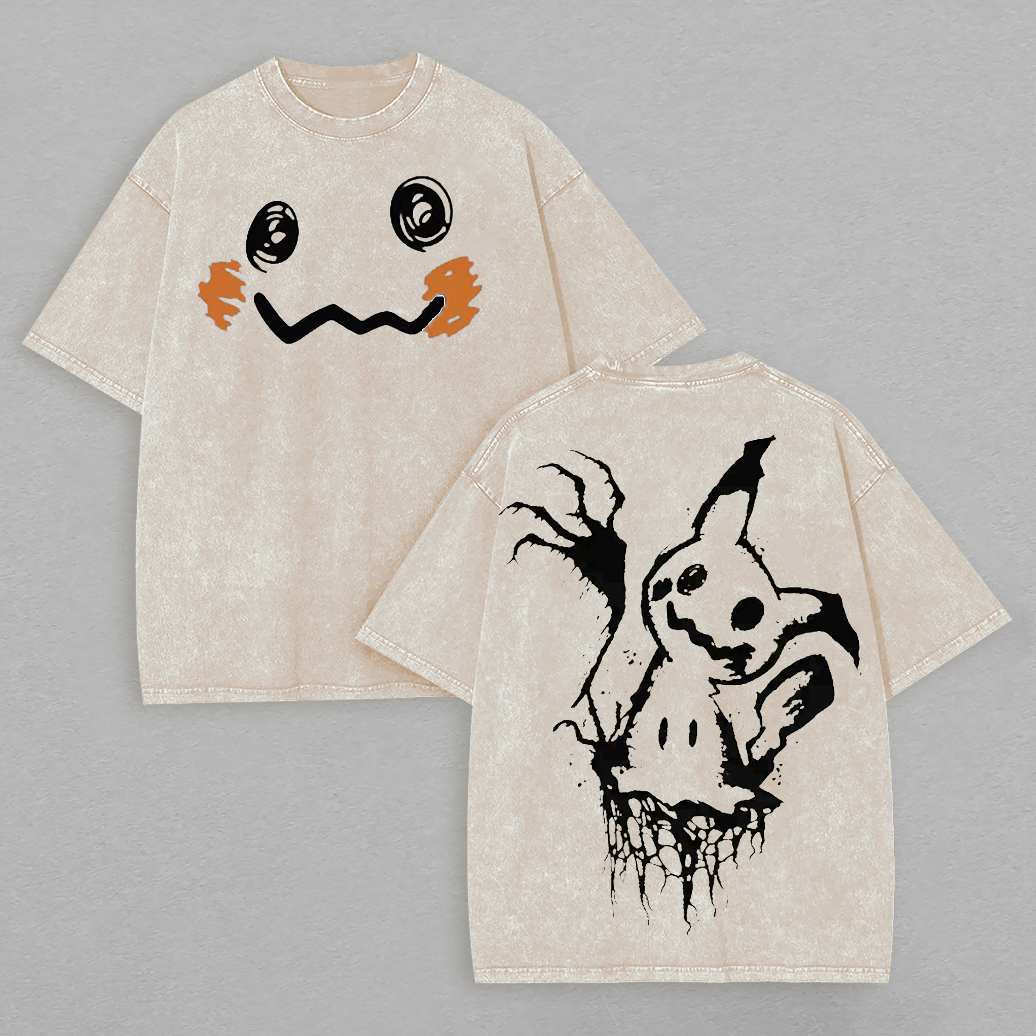 Mimikyu Printed Unisex Washed T-Shirt Image - 3