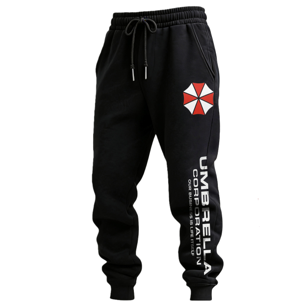 Resident Evil Umbrella Corporation Print Men's Fleece-lined Sweatpants Image - 1