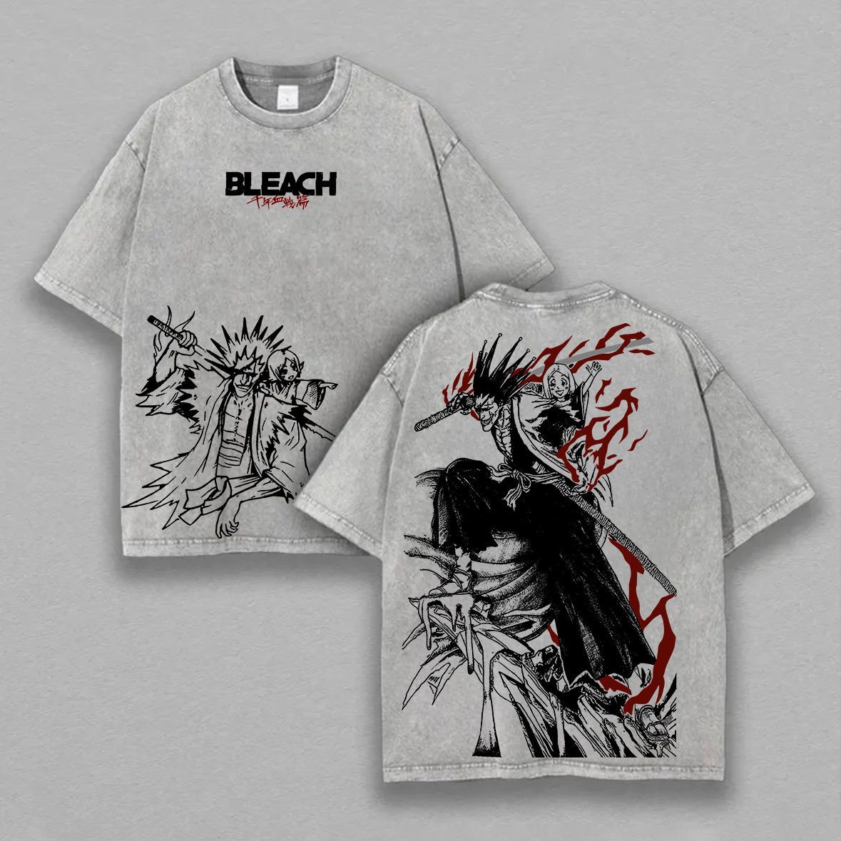 Bleach Printed Unisex Washed T-Shirt Image - 3