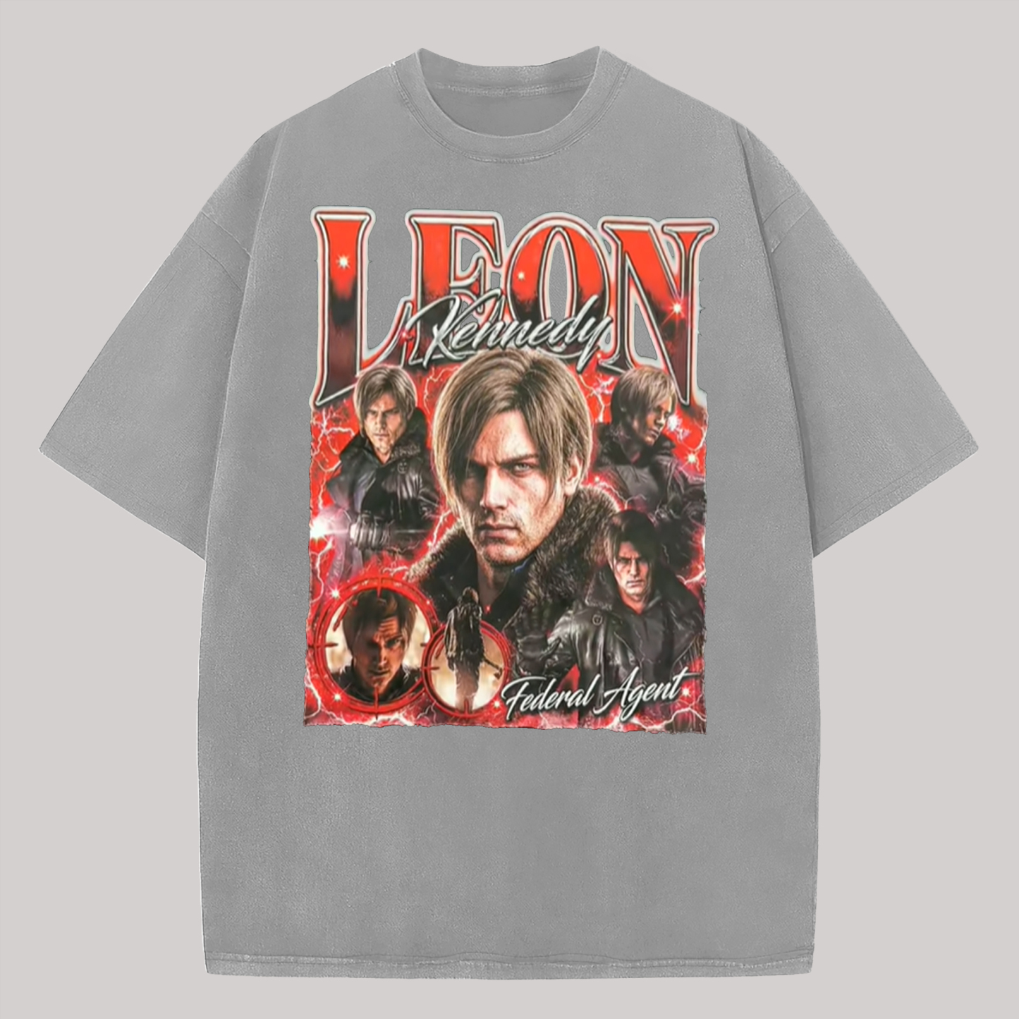 Resident Evil Leon S. Kennedy Printed Oversized Unisex T-shirt Image - 3