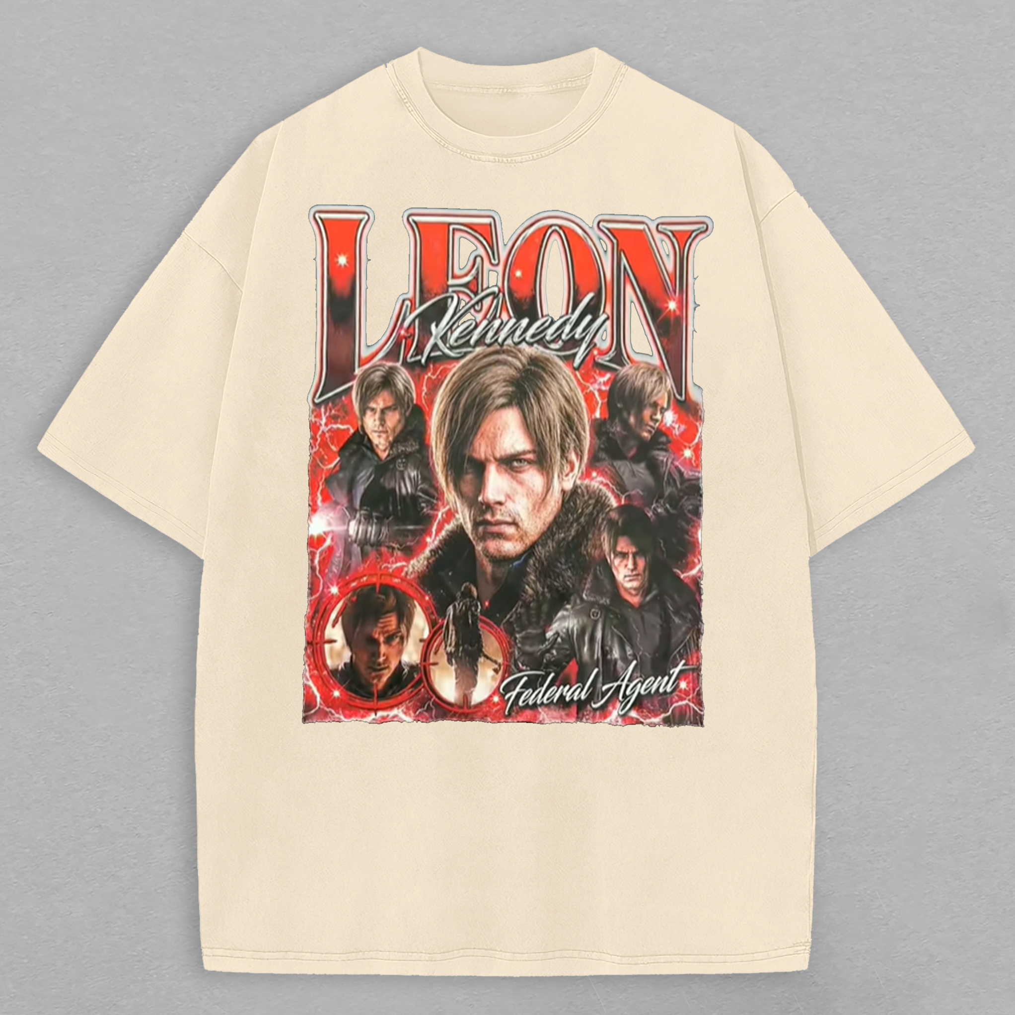 Resident Evil Leon S. Kennedy Printed Oversized Unisex T-shirt Image - 4