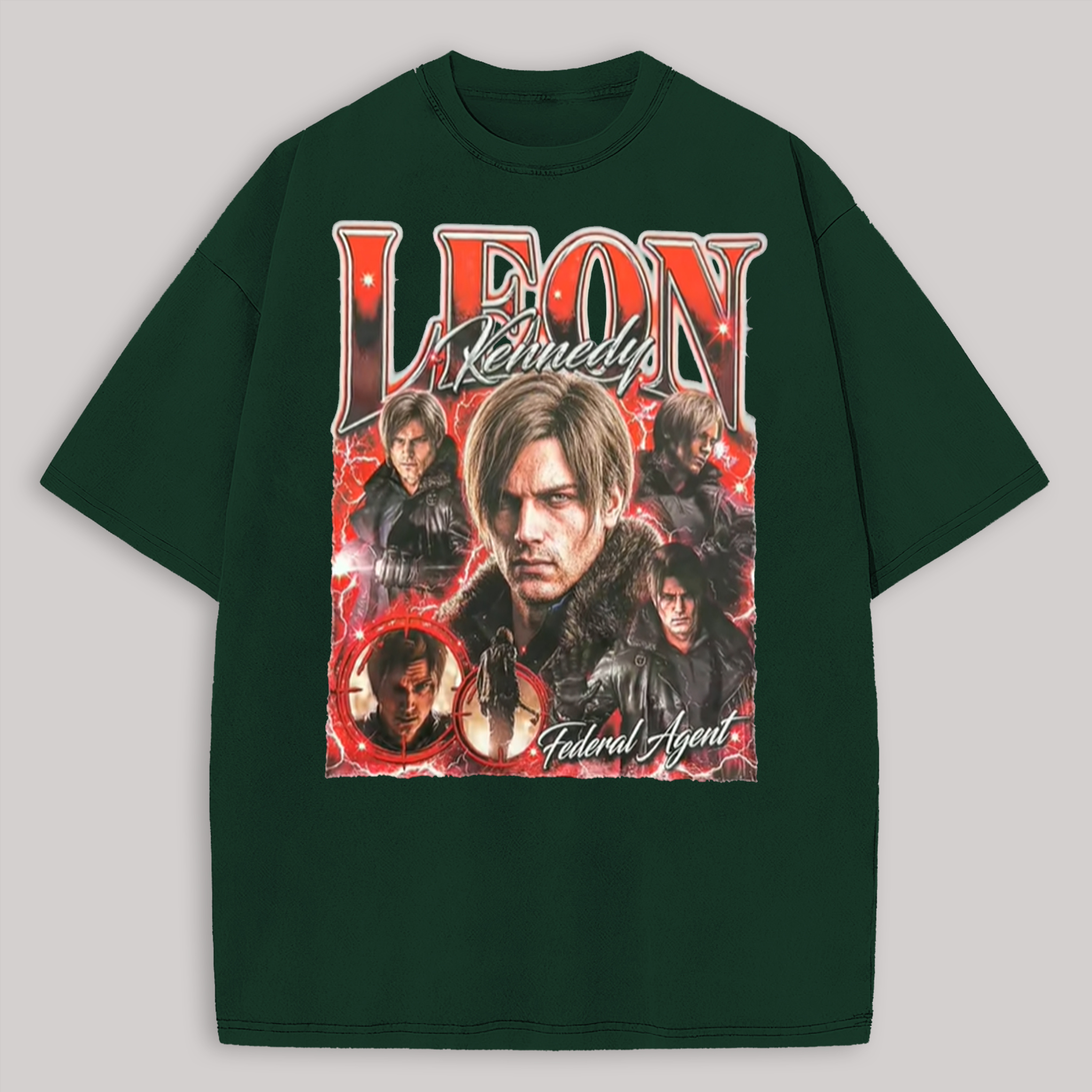 Resident Evil Leon S. Kennedy Printed Oversized Unisex T-shirt Image - 12