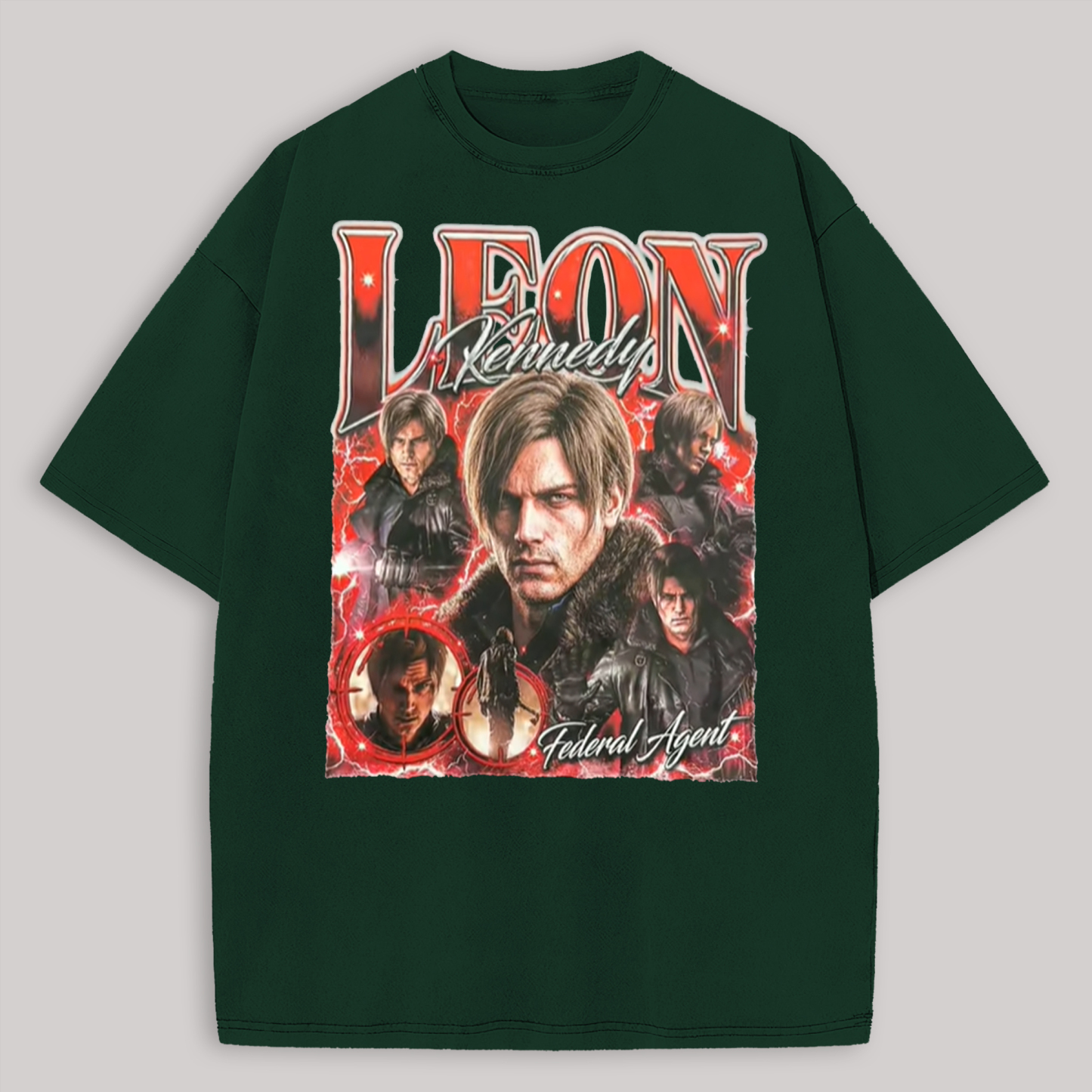Resident Evil Leon S. Kennedy Printed Oversized Unisex T-shirt Image - 12