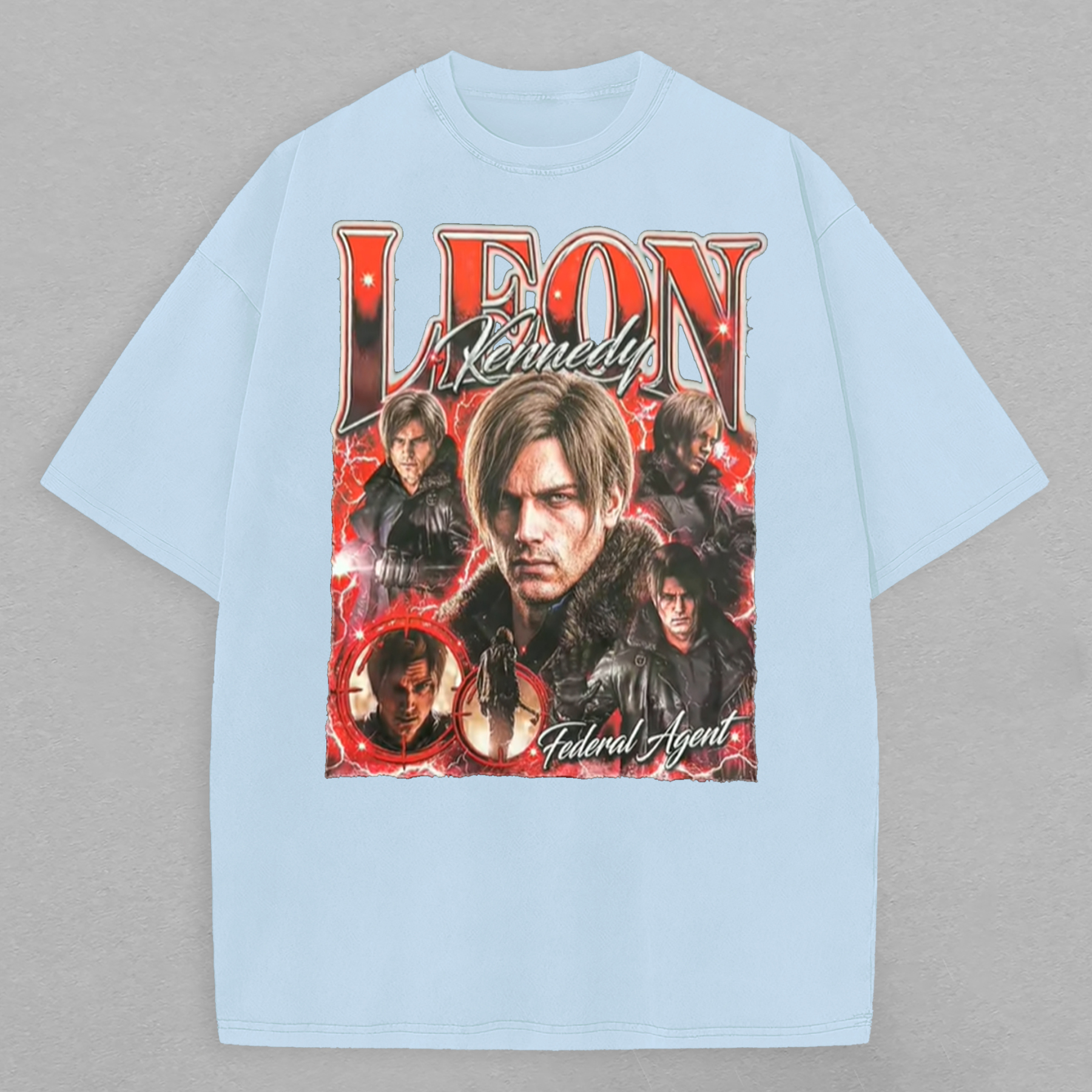 Resident Evil Leon S. Kennedy Printed Oversized Unisex T-shirt Image - 5