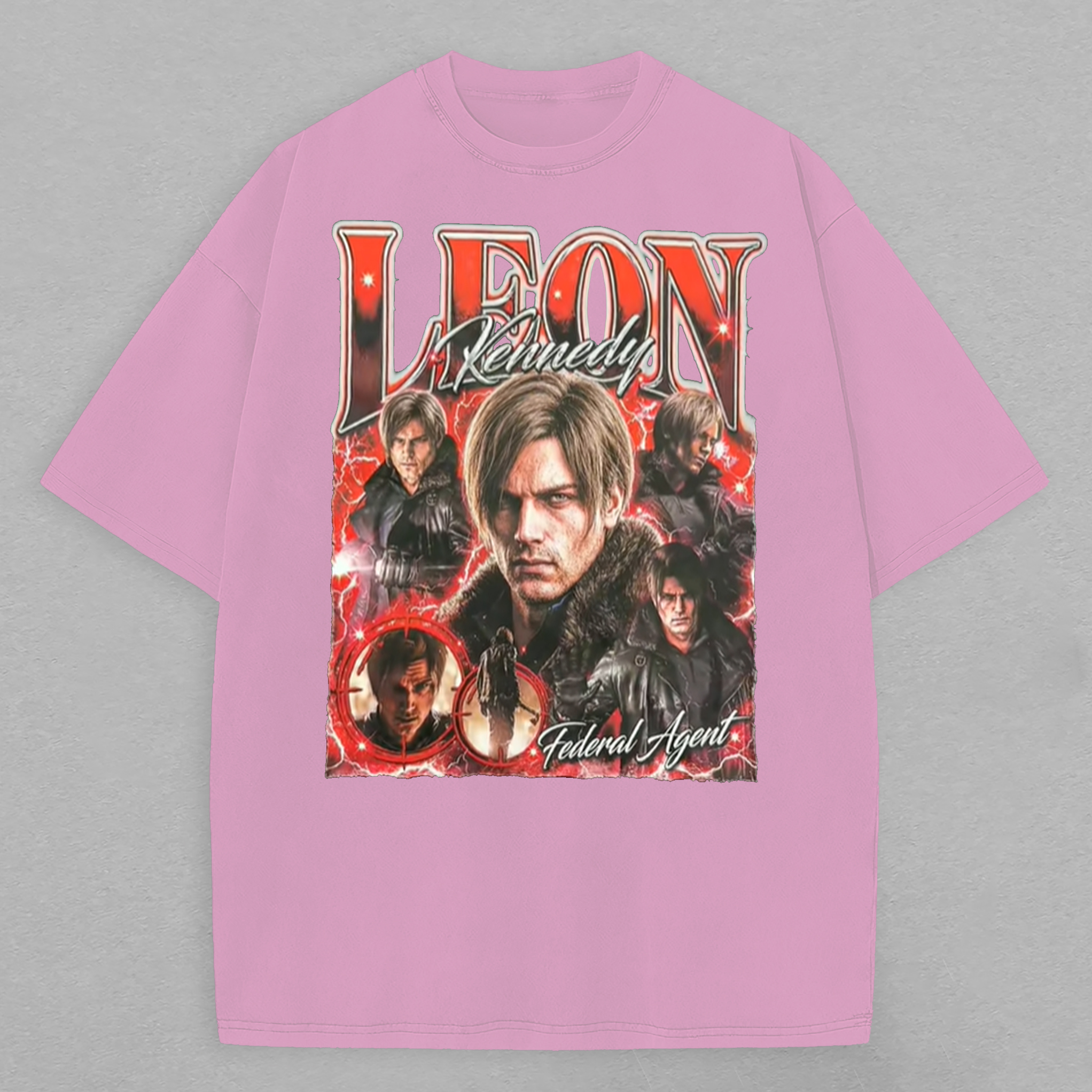Resident Evil Leon S. Kennedy Printed Oversized Unisex T-shirt Image - 6