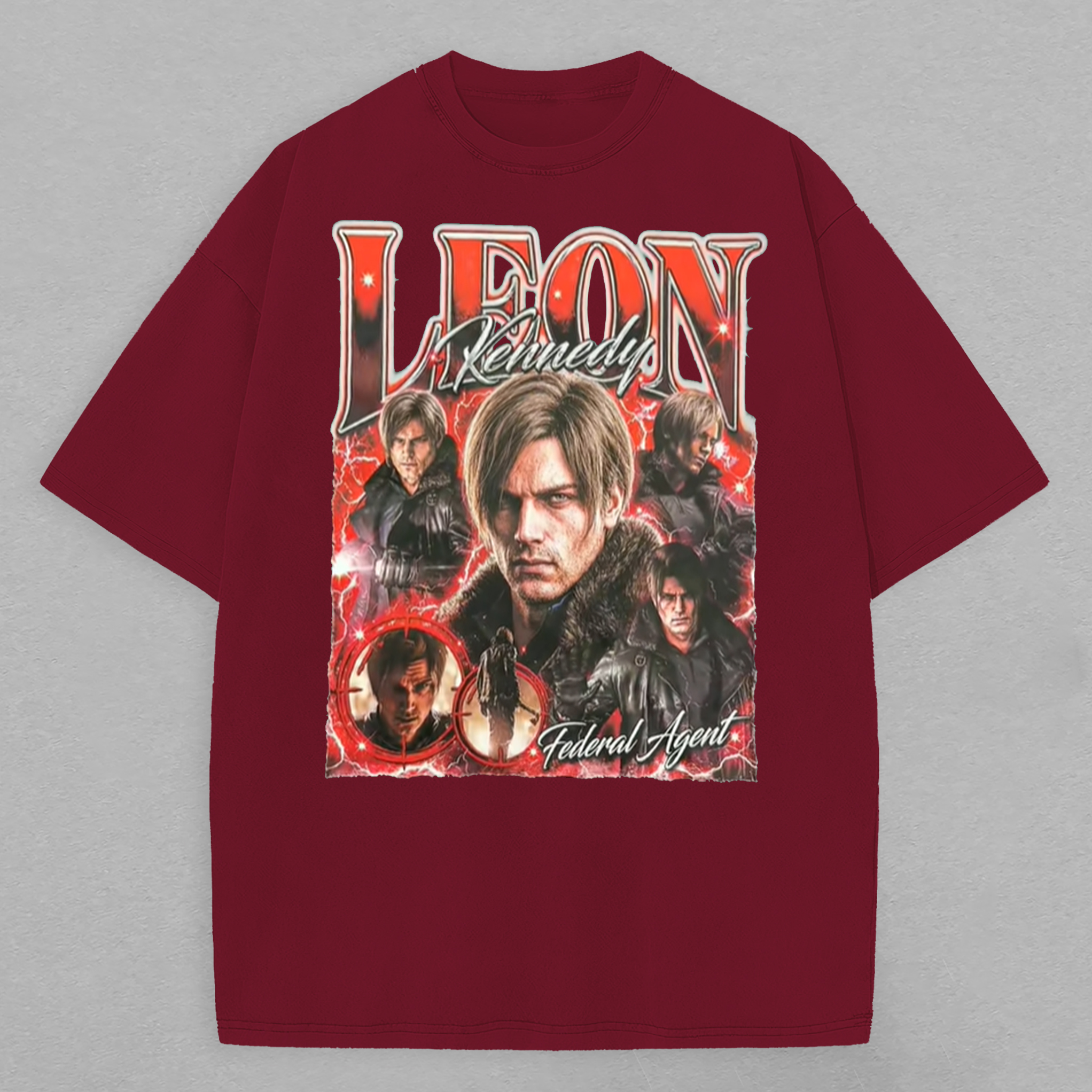 Resident Evil Leon S. Kennedy Printed Oversized Unisex T-shirt Image - 14