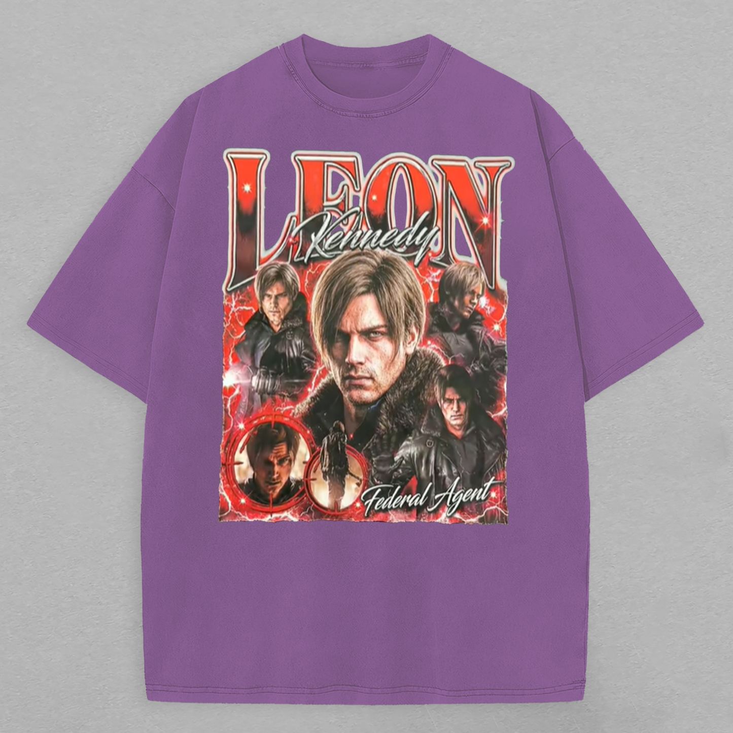 Resident Evil Leon S. Kennedy Printed Oversized Unisex T-shirt Image - 8
