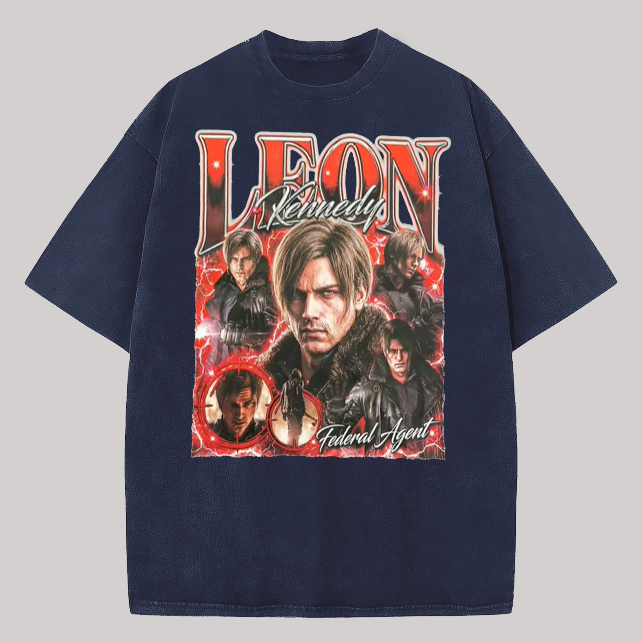 Resident Evil Leon S. Kennedy Printed Oversized Unisex T-shirt Image - 15