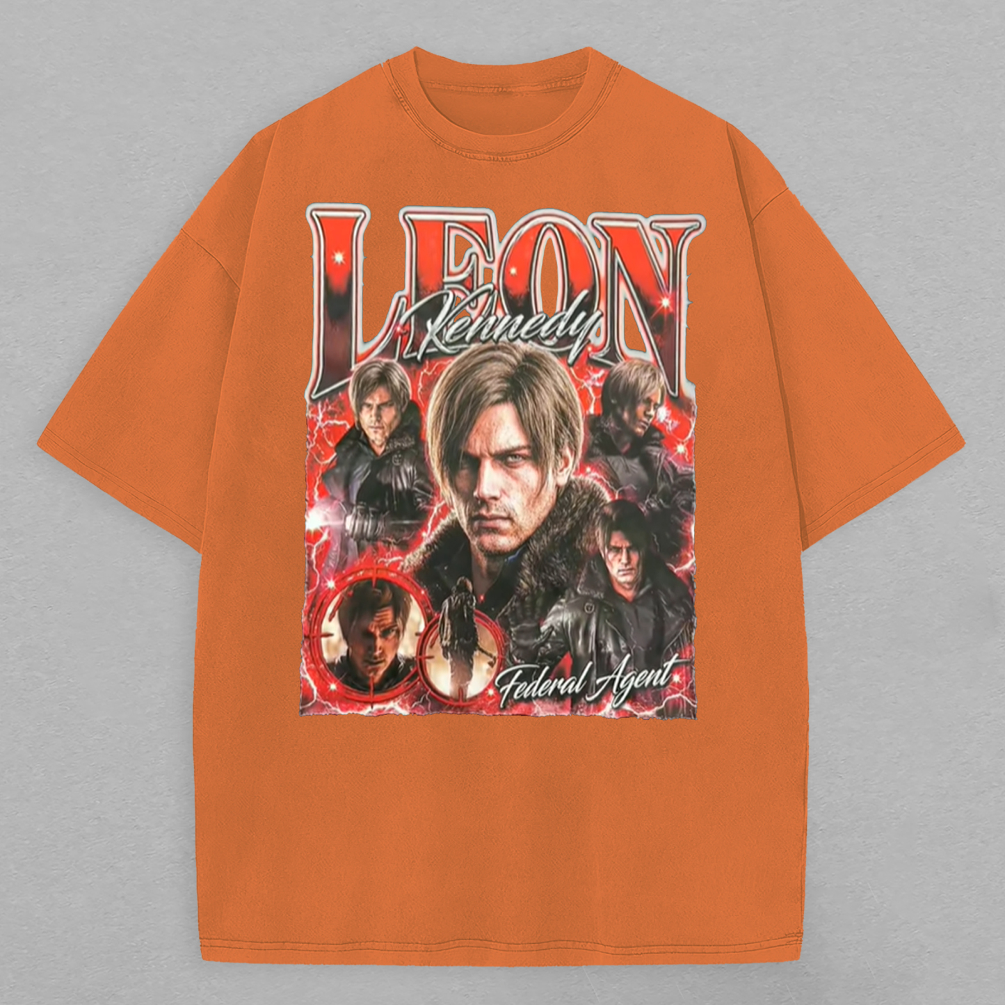 Resident Evil Leon S. Kennedy Printed Oversized Unisex T-shirt Image - 9