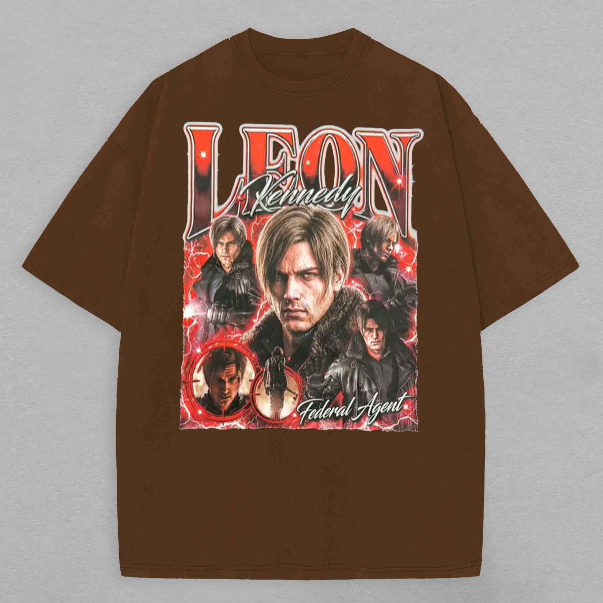 Resident Evil Leon S. Kennedy Printed Oversized Unisex T-shirt Image - 13