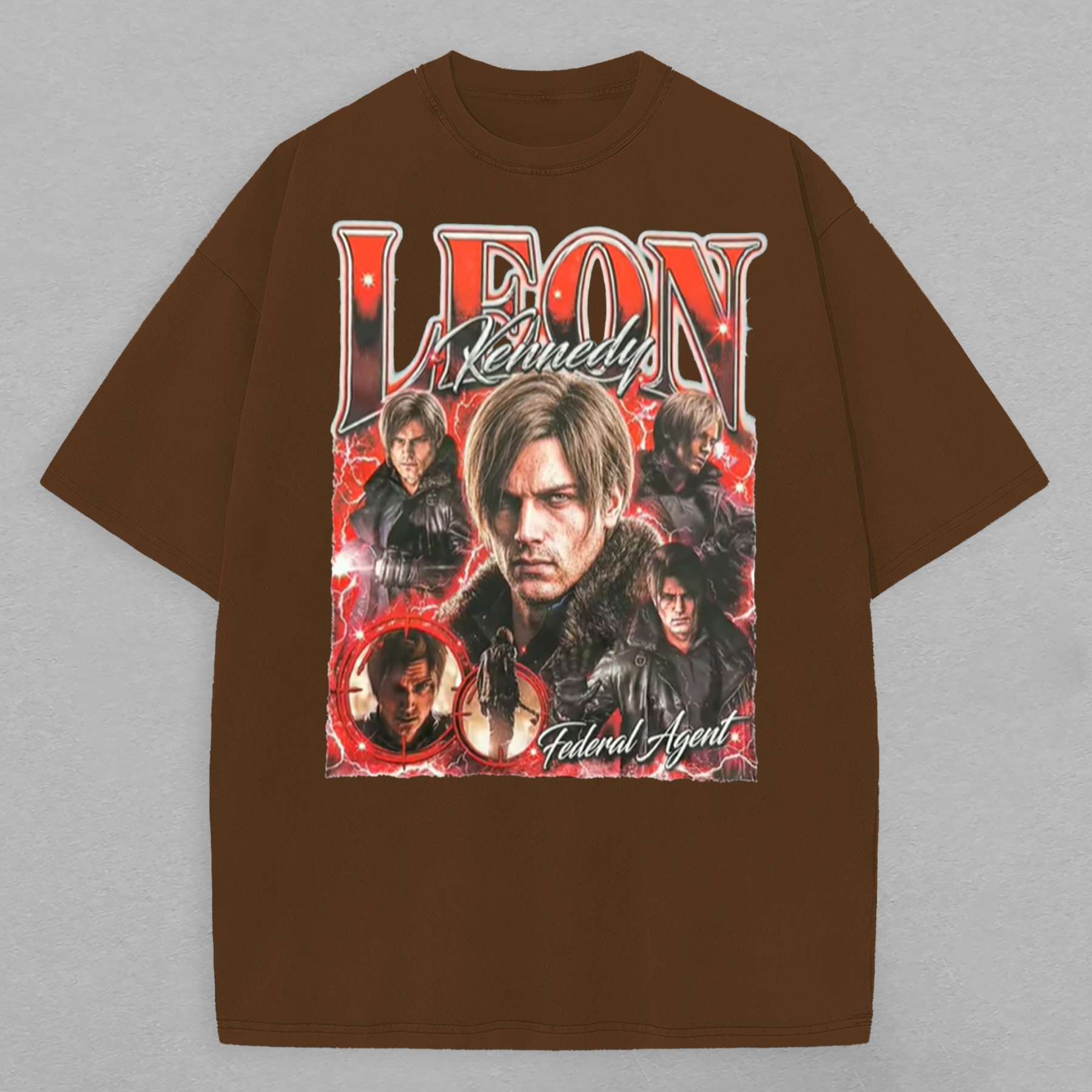 Resident Evil Leon S. Kennedy Printed Oversized Unisex T-shirt Image - 13