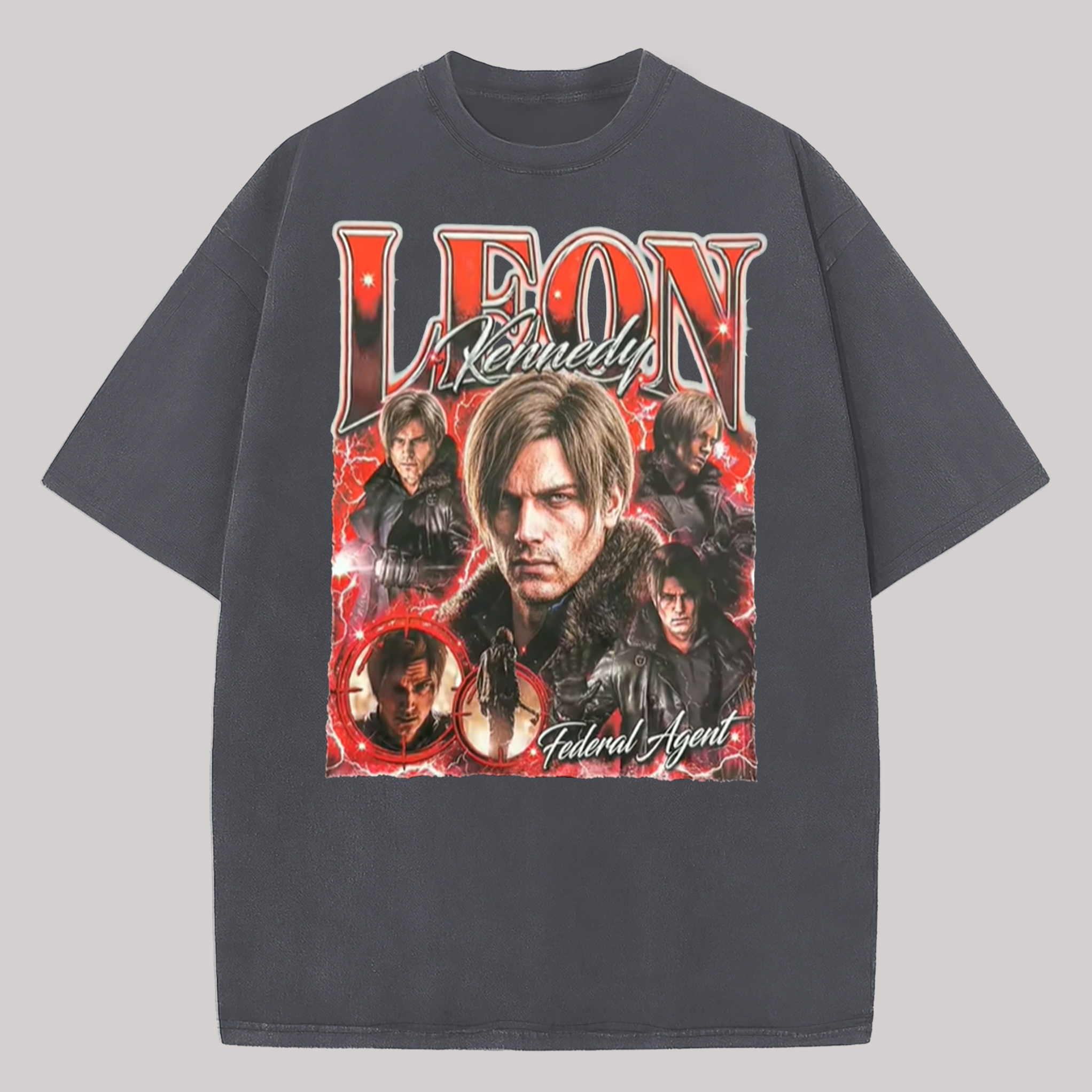 Resident Evil Leon S. Kennedy Printed Oversized Unisex T-shirt Image - 16
