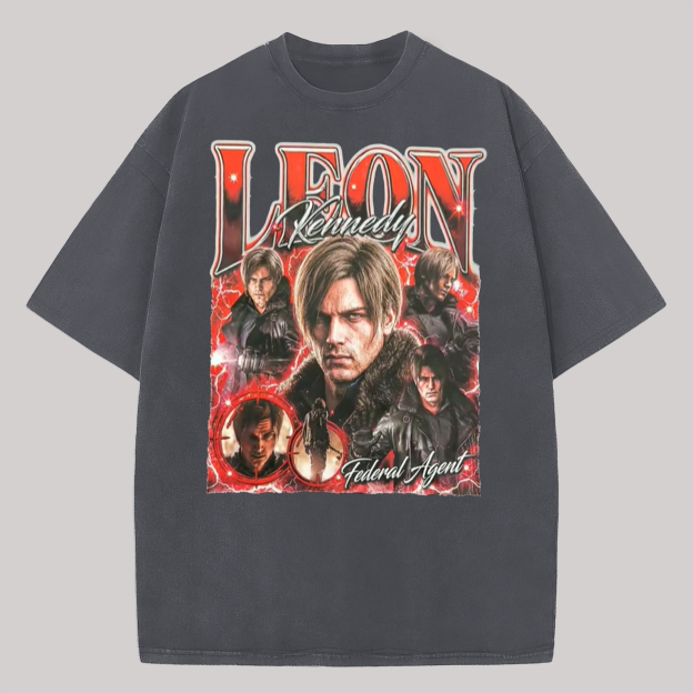 Resident Evil Leon S. Kennedy Printed Oversized Unisex T-shirt Image - 16