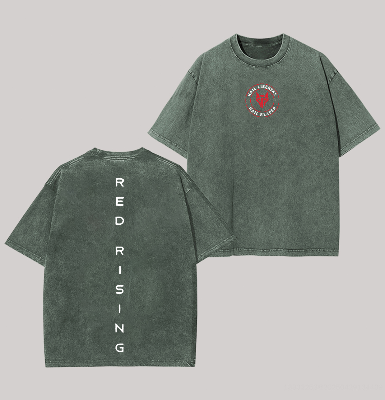 Red Rising Printed Unisex Washed T-Shirt Image - 5
