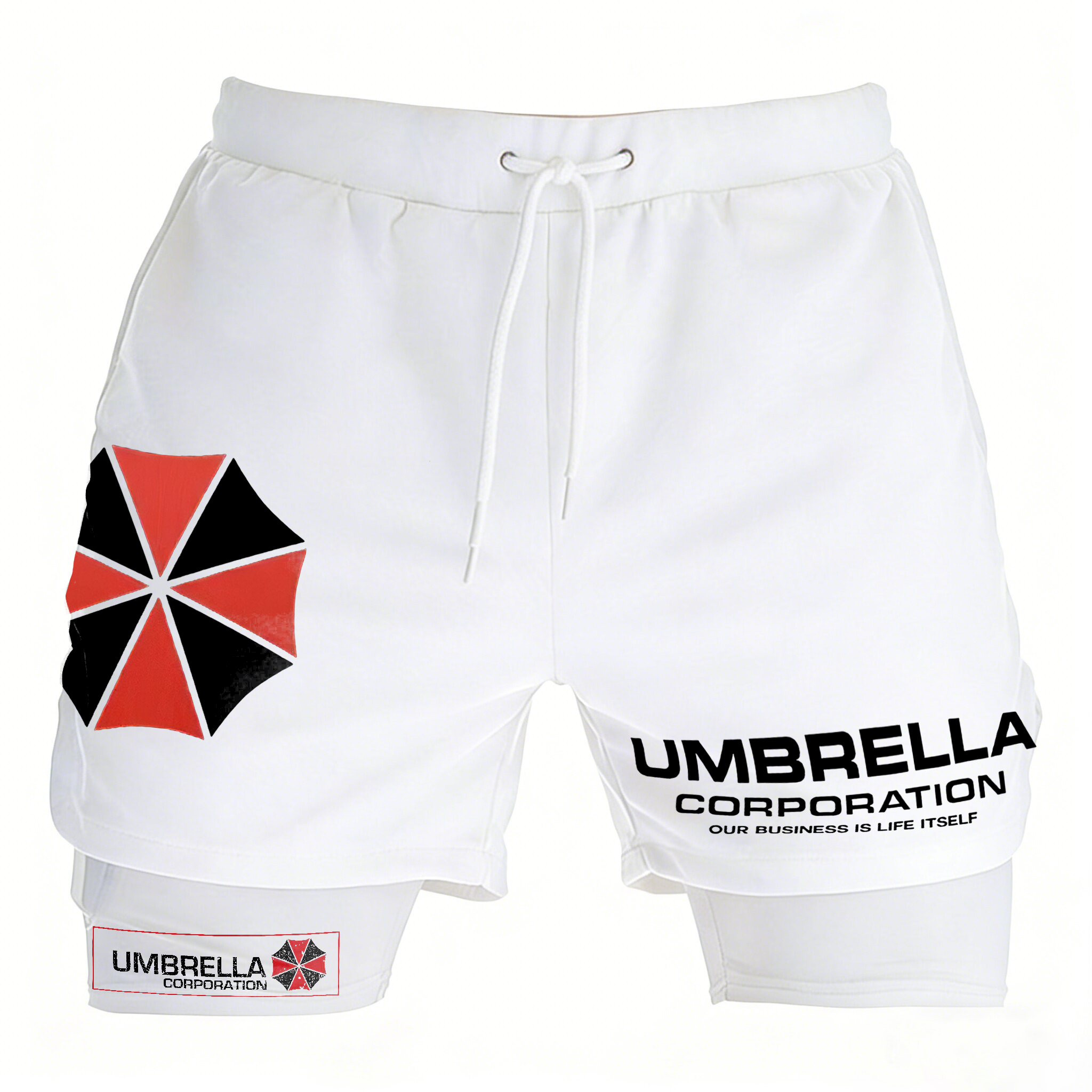 Resident Evil Umbrella Corporation Print Men's All-In-One Fitness Shorts Image - 2