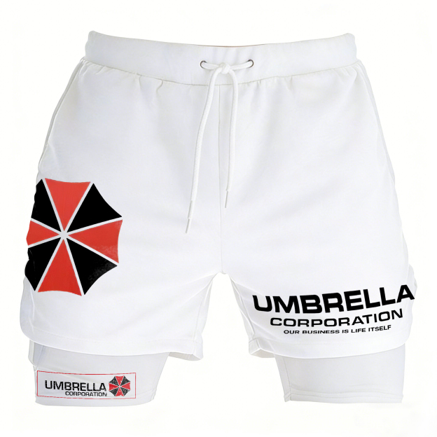 Resident Evil Umbrella Corporation Print Men's All-In-One Fitness Shorts Image - 2
