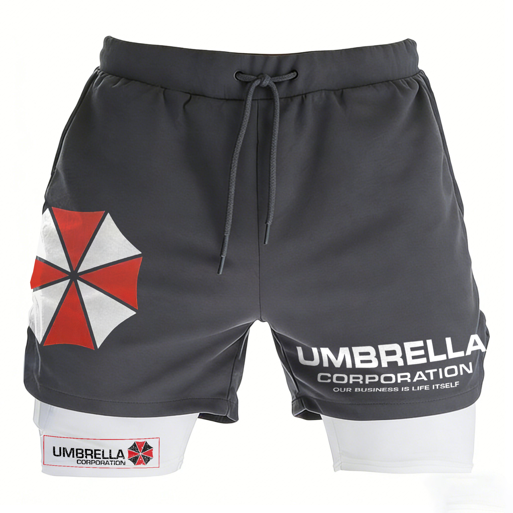 Resident Evil Umbrella Corporation Print Men's All-In-One Fitness Shorts Image - 3