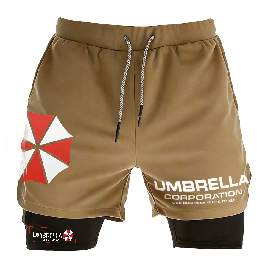 Resident Evil Umbrella Corporation Print Men's All-In-One Fitness Shorts Image - 4