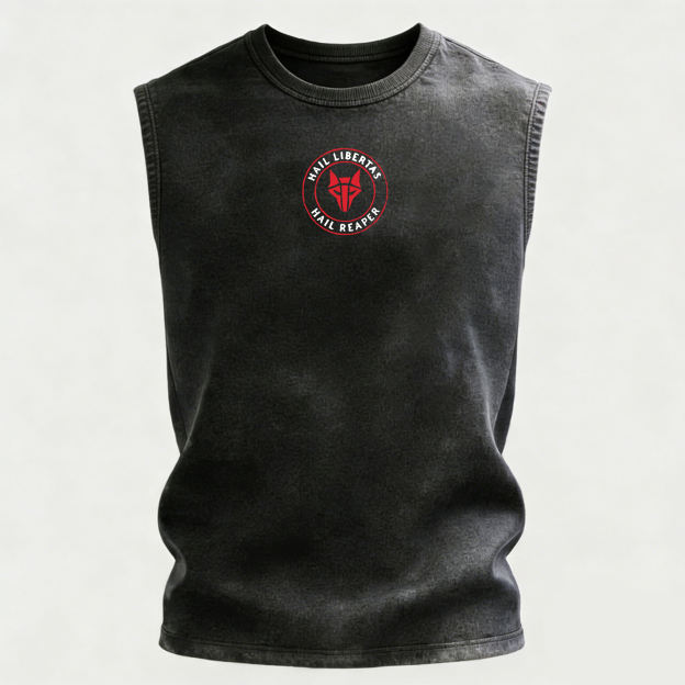 Red Rising Printed Men's Washed Vest Image - 3