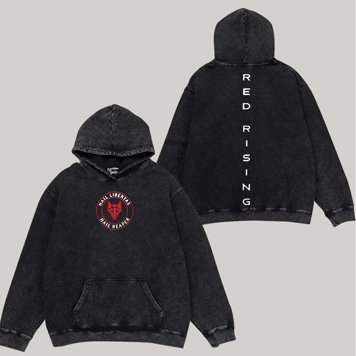 Red Rising Printed Unisex Washed Hoodie