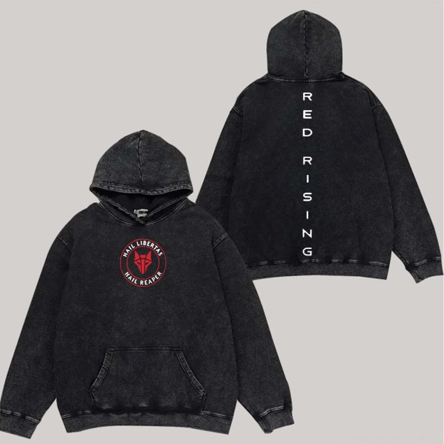 Red Rising Printed Unisex Washed Hoodie