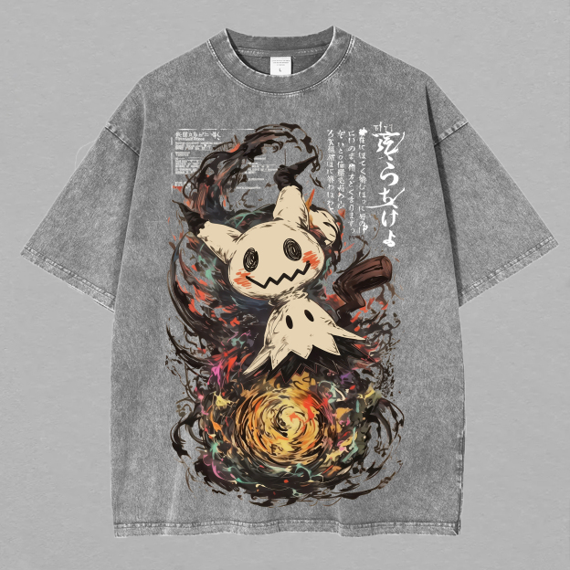 Pokémon Mimikyu Printed Unisex Washed T-Shirt Image - 2