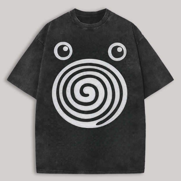  Poliwhirl Printed Unisex Washed T-Shirt Image - 1