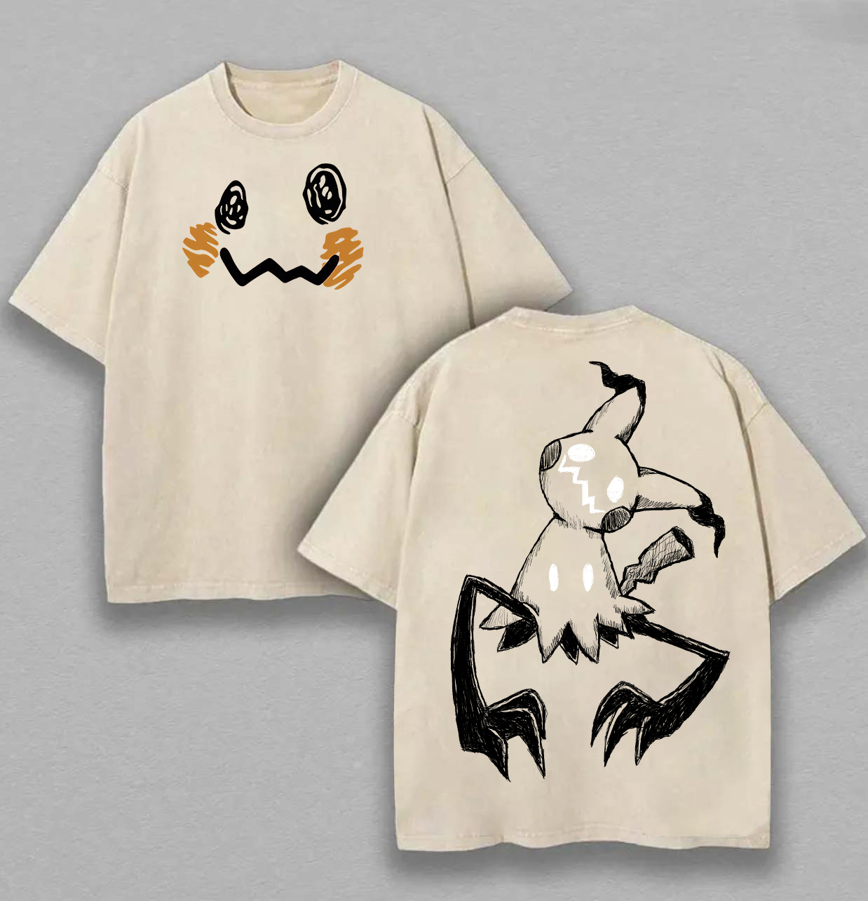 Pokémon Mimikyu Printed Unisex Washed T-Shirt Image - 2