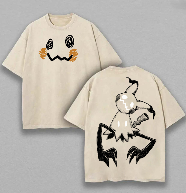  Mimikyu Printed Unisex Washed T-Shirt Image - 2
