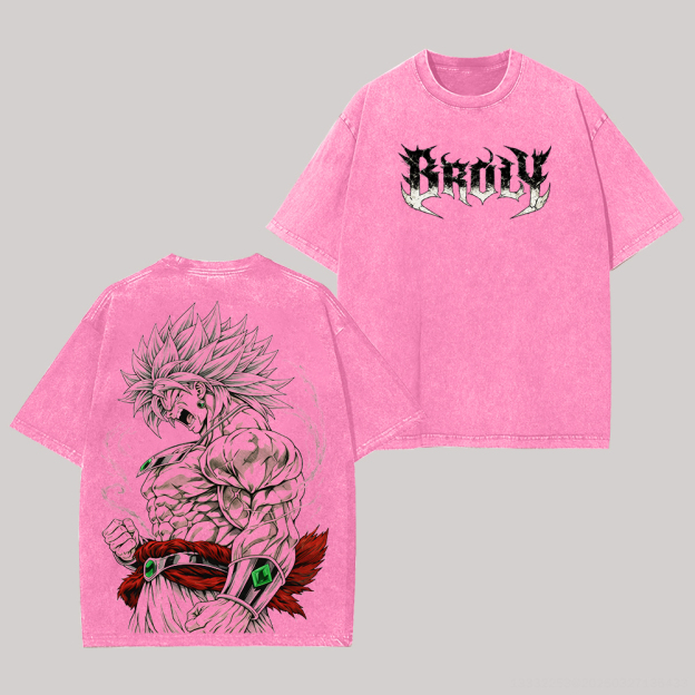 Dragon Ball Z Broly Printed Unisex Washed T-Shirt Image - 4