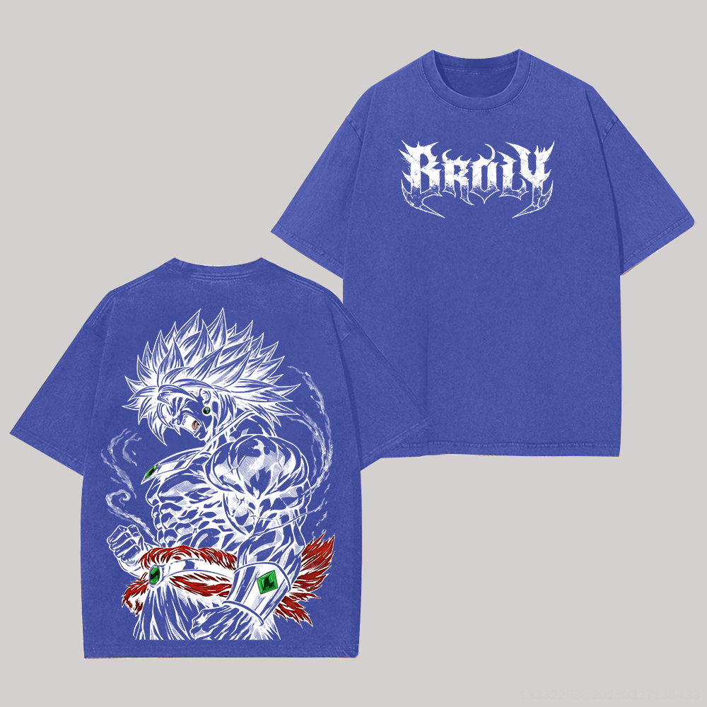 Dragon Ball Z Broly Printed Unisex Washed T-Shirt Image - 5