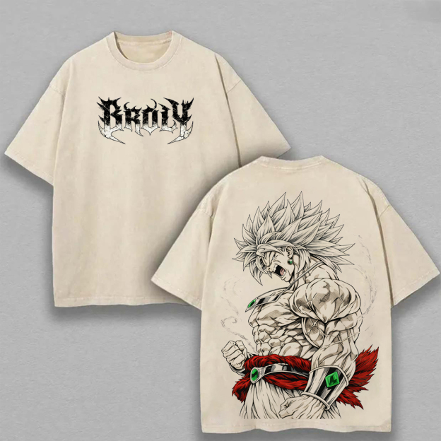 Dragon Ball Z Broly Printed Unisex Washed T-Shirt Image - 3