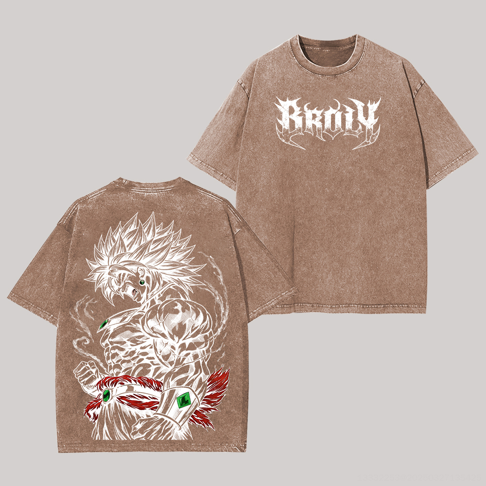 Dragon Ball Z Broly Printed Unisex Washed T-Shirt Image - 6